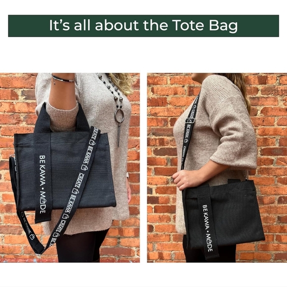 be kawa Canvas Tote Bag | Tote Bag For Women | Crossbody Bag | Multipocket Tote - Picture 2 of 9